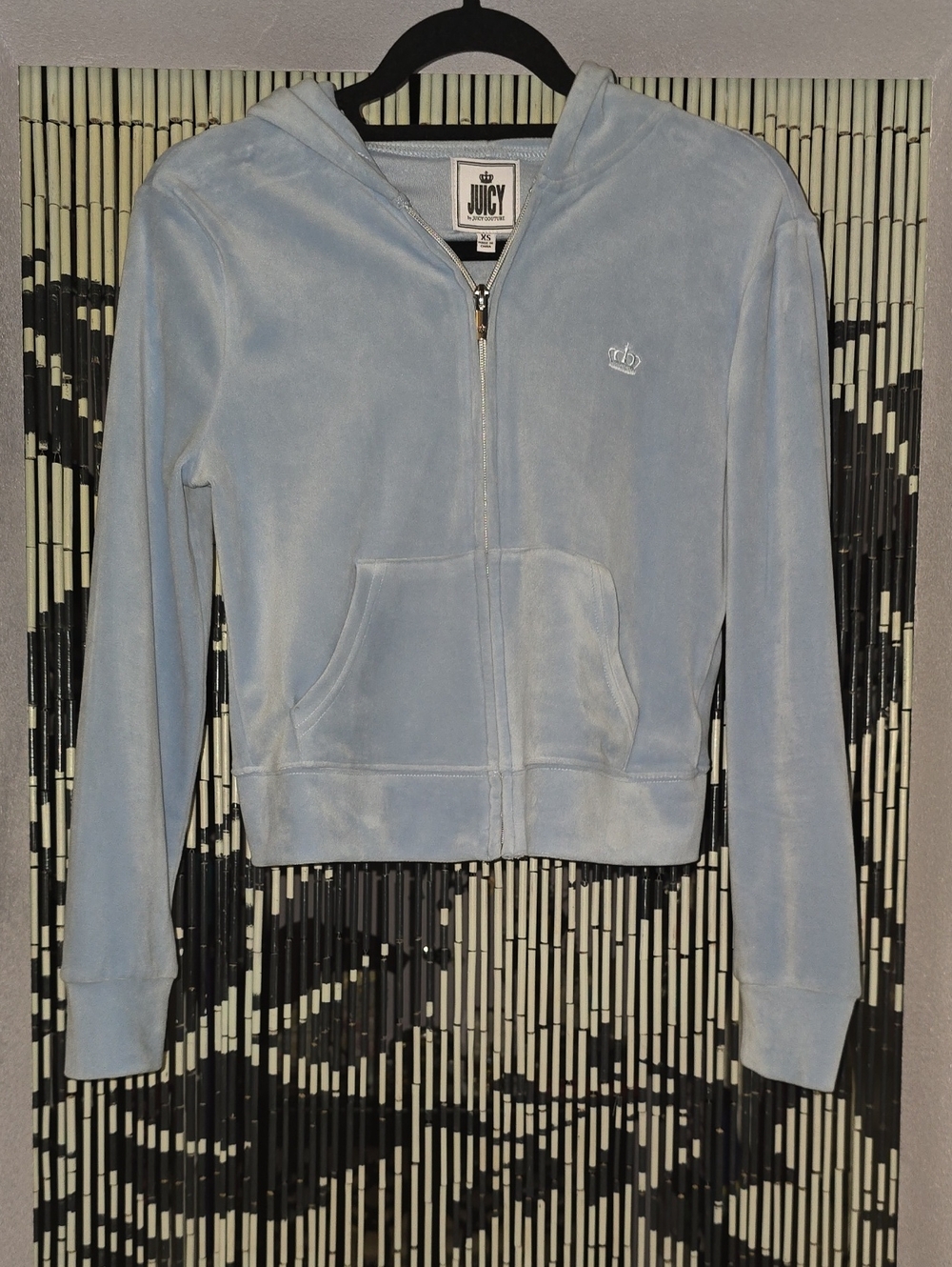 Juicy Couture Powder Blue Velour Zip-Up Hoodie Size XS